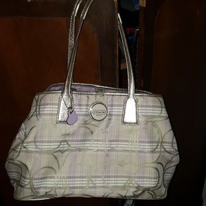 Coach Purse - Purple/Lilac and Gold Plaid great condition